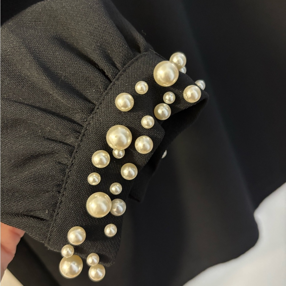 H&M Black Dress with Pearl Cuffs - Picture 2 of 2